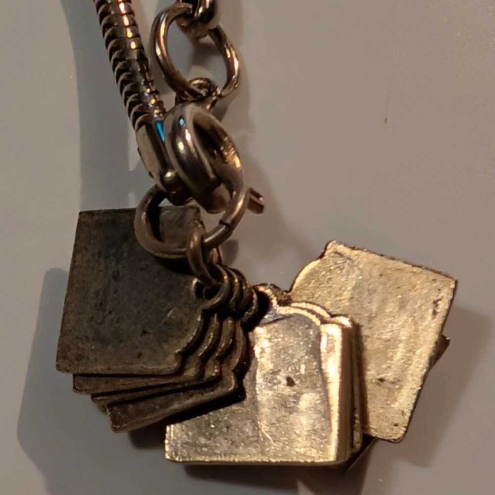 Vintage Ten Commandments Charm Bracelet Religious Book Snake Chain